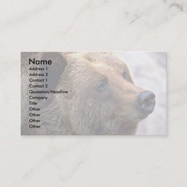 Tarjeta De Visita Cabeza del oso (Anverso)