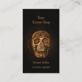 Tarjeta De Visita Cabeza gótica de cráneo brillante Tatuaje negro de