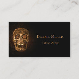Tarjeta De Visita Cabeza gótica de cráneo brillante Tatuaje negro de