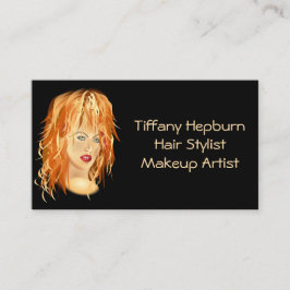 Tarjeta De Visita Cabeza roja elegante del Cosmetologist del