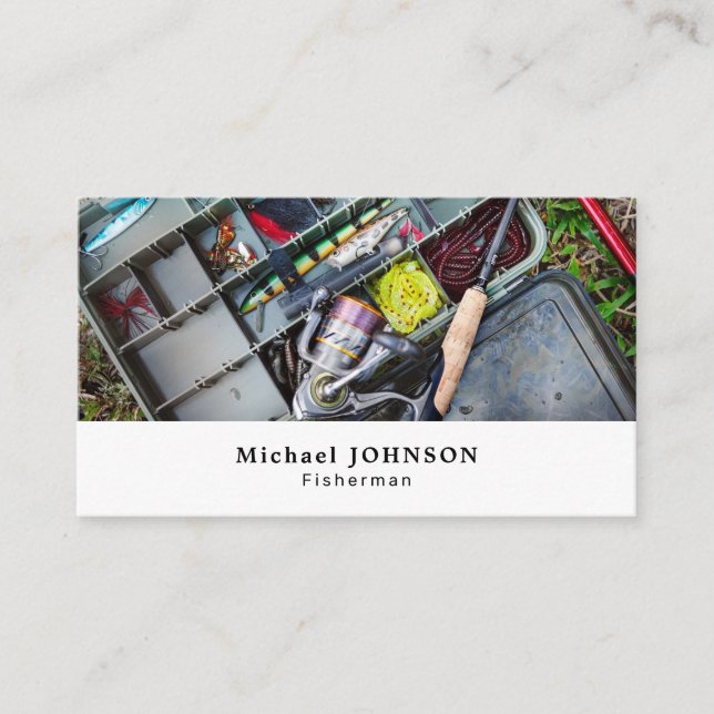 Tarjeta De Visita Cabina de Pesca, Pescador, Tienda de Pesca (Anverso)
