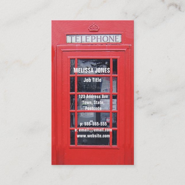 Tarjeta De Visita Cabina de teléfonos roja de Londres (Anverso)