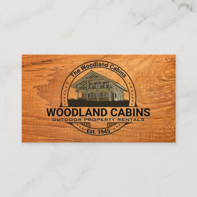 Tarjeta De Visita Cabina | Fondo de Goma de Madera (Anverso)