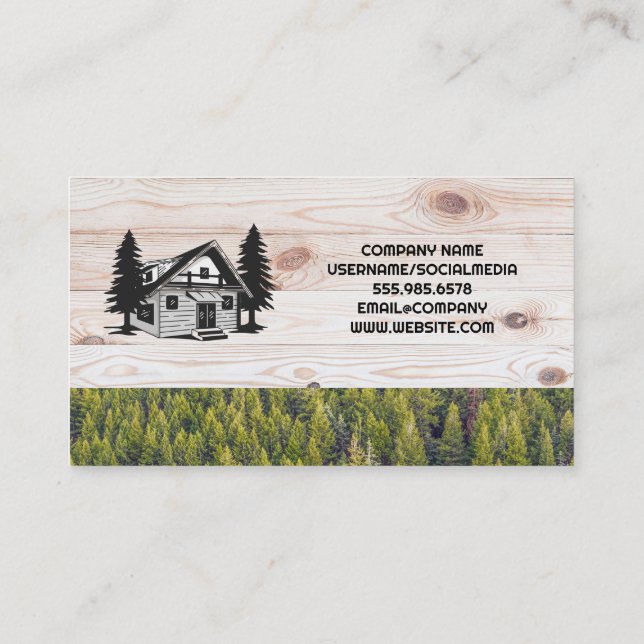 Tarjeta De Visita Cabina | Forrest | Naturaleza | Madera (Reverso)