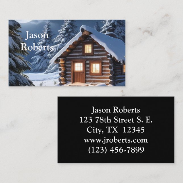 Tarjeta De Visita Cabina Rustic Moonlight Cosy Winter (Anverso / Reverso)