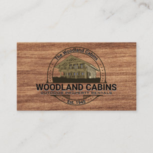 Tarjeta De Visita Cabina   Textura de grano de madera oscura