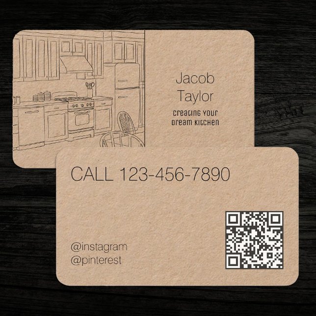 Tarjeta De Visita Cabinería de cocina QR (Kitchen Cabinet QR Business Cards)