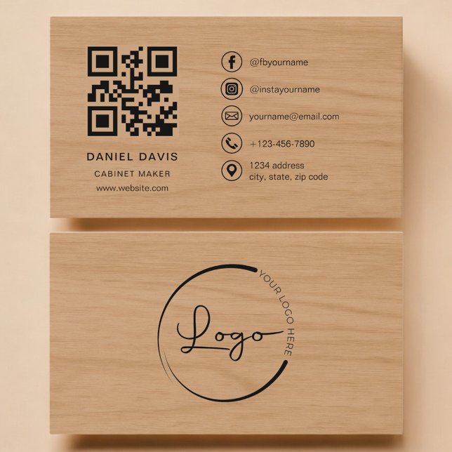 Tarjeta De Visita Cabinet Maker Wood Professional QR Code (Subido por el creador)