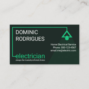 Tarjeta De Visita Cable de alimentación de electricista verde Lámpar