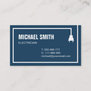 Tarjeta De Visita Cable de Enchufe Electricista de Frontera Azul Osc