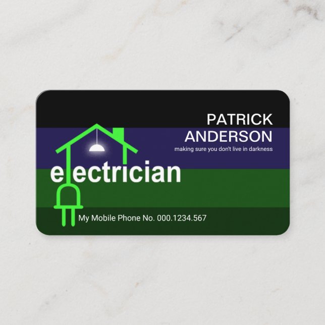 Tarjeta De Visita Cableado de enchufe para el hogar del eléctrico (Anverso)
