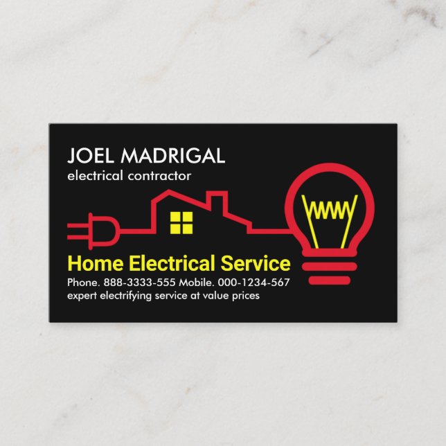 Tarjeta De Visita Cableado eléctrico para el hogar creativo (Anverso)