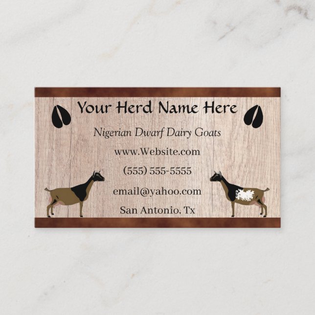 Tarjeta De Visita Cabra láctea enana nigeriana (Anverso)
