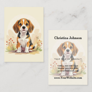 Tarjeta De Visita Cachorro Beagle Tricolor Blanco Negro y Canela Ado