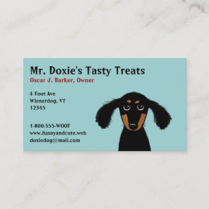 Tarjeta De Visita Cachorro de Dachshund de Pelo Largo