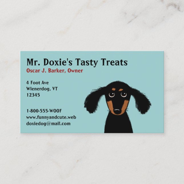 Tarjeta De Visita Cachorro de Dachshund de Pelo Largo (Anverso)