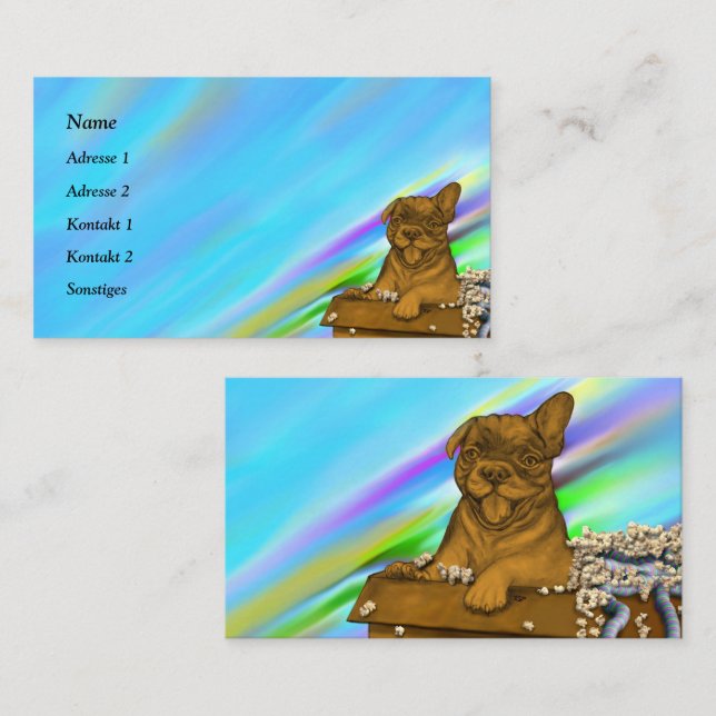 Tarjeta De Visita Cachorro en una caja (Anverso / Reverso)