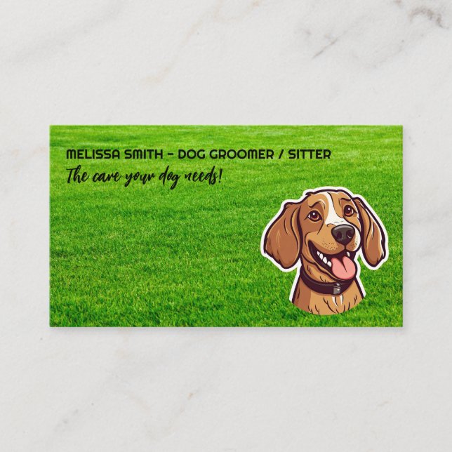Tarjeta De Visita Cachorro feliz | Park Grass | Perro Paws (Anverso)