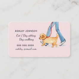 Tarjeta De Visita Cachorro lindo caminando Asiento de mascota acuare