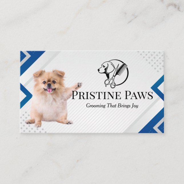Tarjeta De Visita Cachorro | Logo de mascota Groomers (Anverso)