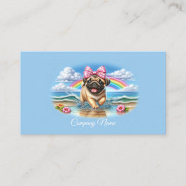 Tarjeta De Visita Cachorro picante en una playa tropical