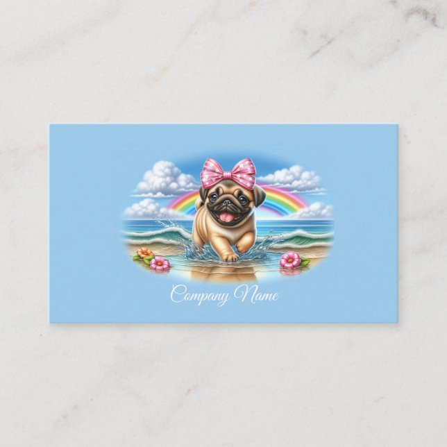 Tarjeta De Visita Cachorro picante en una playa tropical (Anverso)