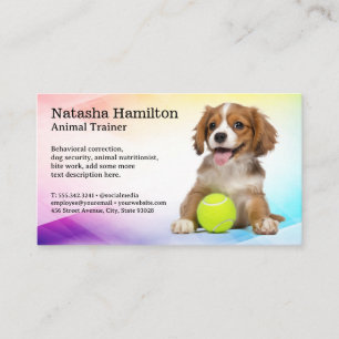 Tarjeta De Visita Cachorro sonriente lindo con bola de tenis
