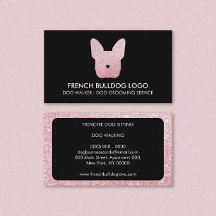 Tarjeta De Visita Cachorro Spazón Rosa Brillante French Bulldog Adie