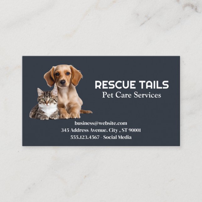 Tarjeta De Visita Cachorro y gatito (Anverso)