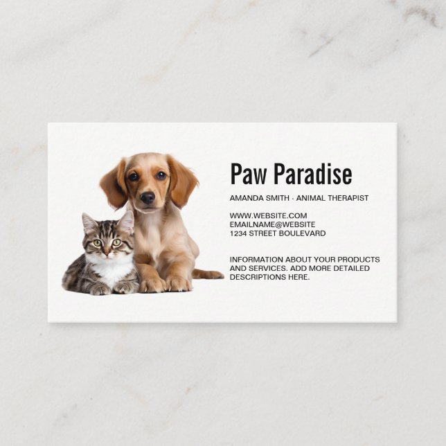 Tarjeta De Visita Cachorro y kitesurgia codo a codo (Anverso)