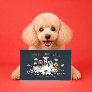 Tarjeta De Visita Cachorros De Flor De Margarita Marrón Azul Marino 