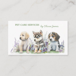 Tarjeta De Visita cachorros florales perros caminantes servicio de c