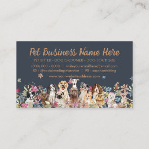 Tarjeta De Visita Cachorros Perros Marrones Navales Lindos