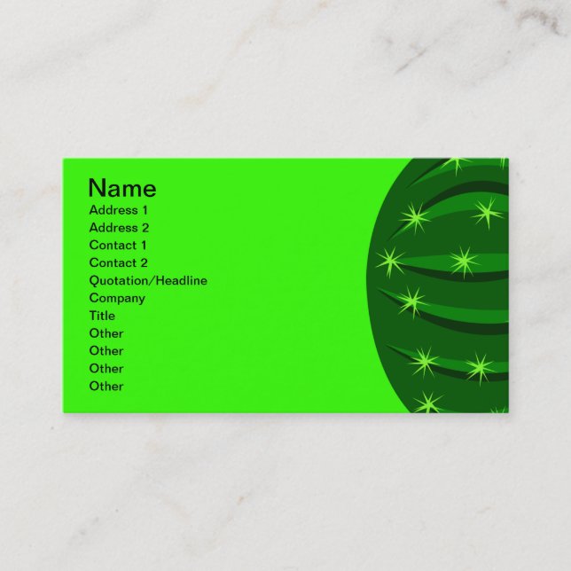 Tarjeta De Visita Cactus3 Vector GREEN SPARKLE CACTUS PERSONALIZADO  (Anverso)