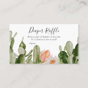 Tarjeta De Visita Cactus Baby Shower Diaper Raffle