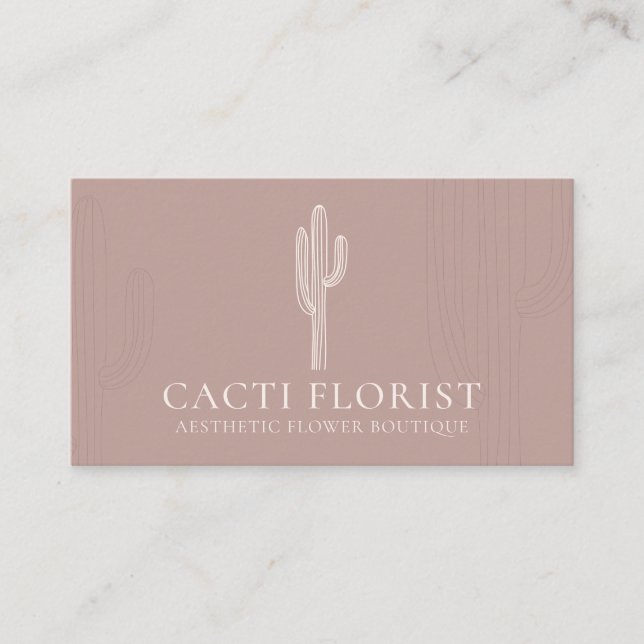 Tarjeta De Visita Cactus bohemios abstractos con rubor rosa (Anverso)