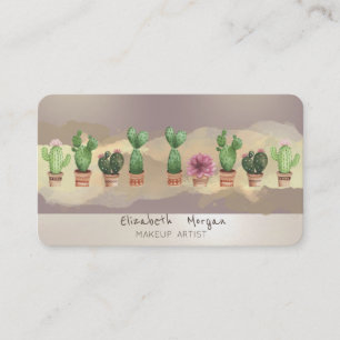 Tarjeta De Visita Cactus con trazo de pincel de acuarela moderno
