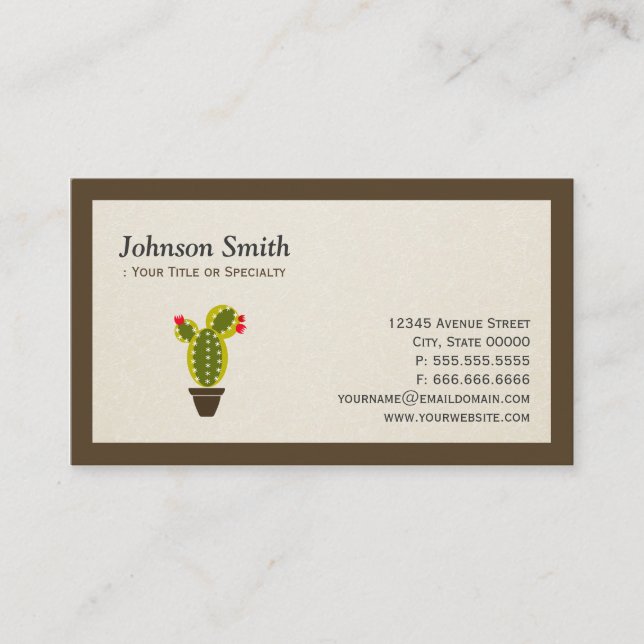 Tarjeta De Visita Cactus Cuto Pott - Simple y elegante (Anverso)