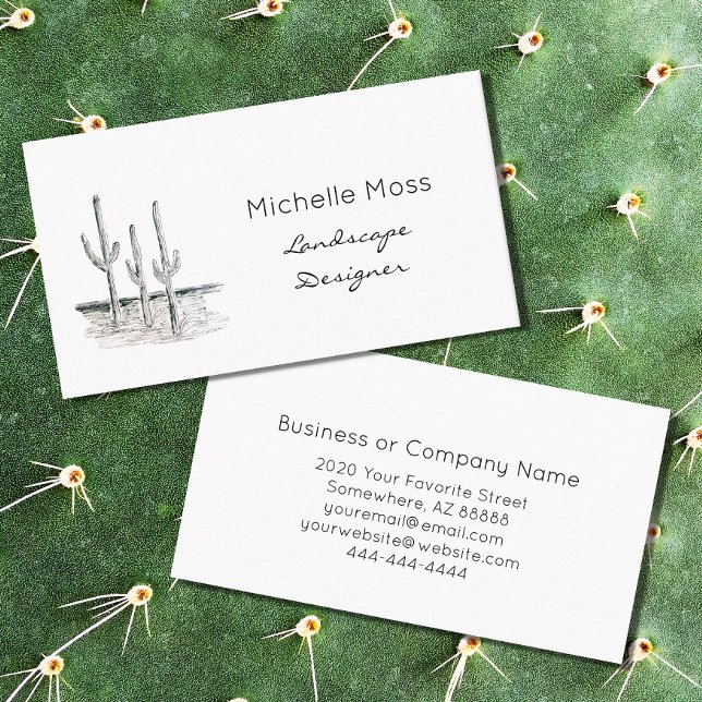 Tarjeta De Visita Cactus de desierto simple blanco negro (Subido por el creador)