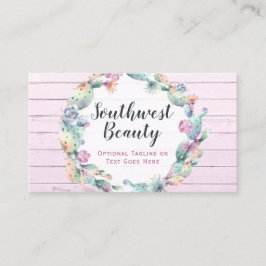 Tarjeta De Visita Cactus exitoso acuarela y bohemias de madera rústi