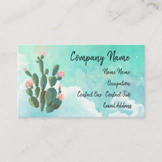 Tarjeta De Visita Cactus floreciente con el cielo azul detrás