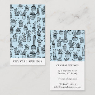 Tarjeta De Visita Cactus Suculent Botanical Plants Doodle Cute