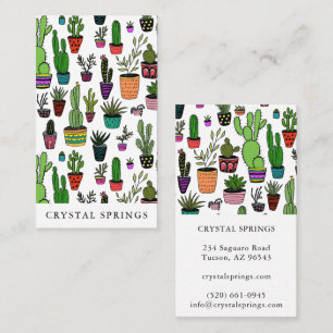 Tarjeta De Visita Cactus Suculent Botanical Plants Doodle Cute