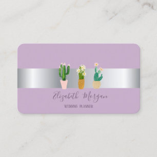 Tarjeta De Visita Cactus Suculento Violeta Profesional Moderno