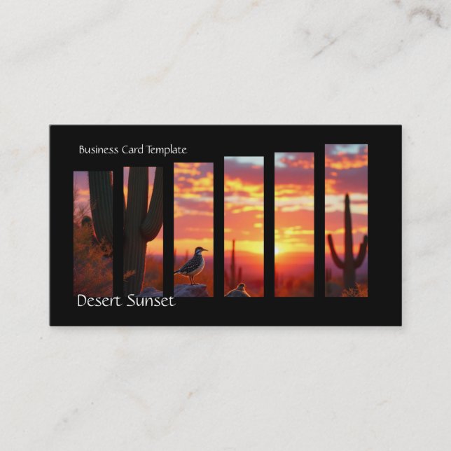 Tarjeta De Visita Cactus Sunset Saguaro - Desert Arizona Business Ca (Anverso)