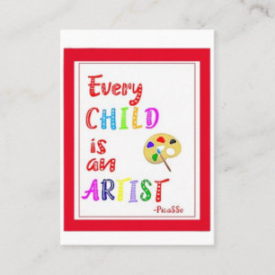 Tarjeta De Visita Cada niño es un artista, ATC,