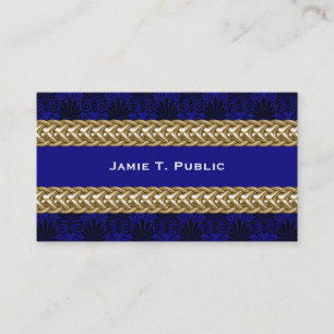 Tarjeta De Visita Cadena de oro Royal Blue Damask