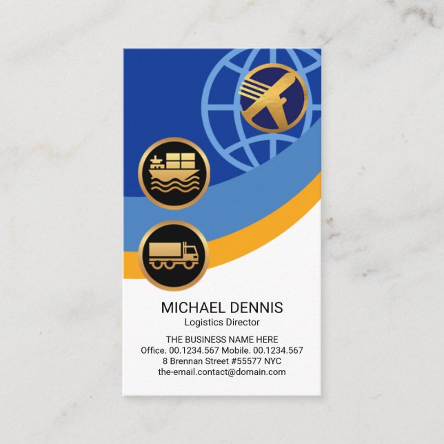 Tarjeta De Visita Cadena de suministro de capas de rutas globales de (Anverso)