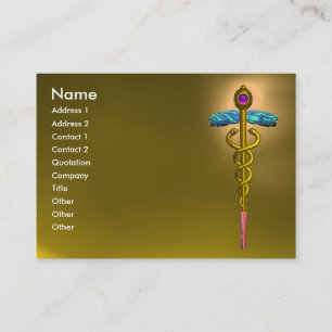 Tarjeta De Visita CADUCEO, AMARILLO TOPACIO vibrante oro amatista