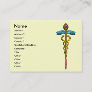 Tarjeta De Visita CADUCEO, amatista dorada vibrante